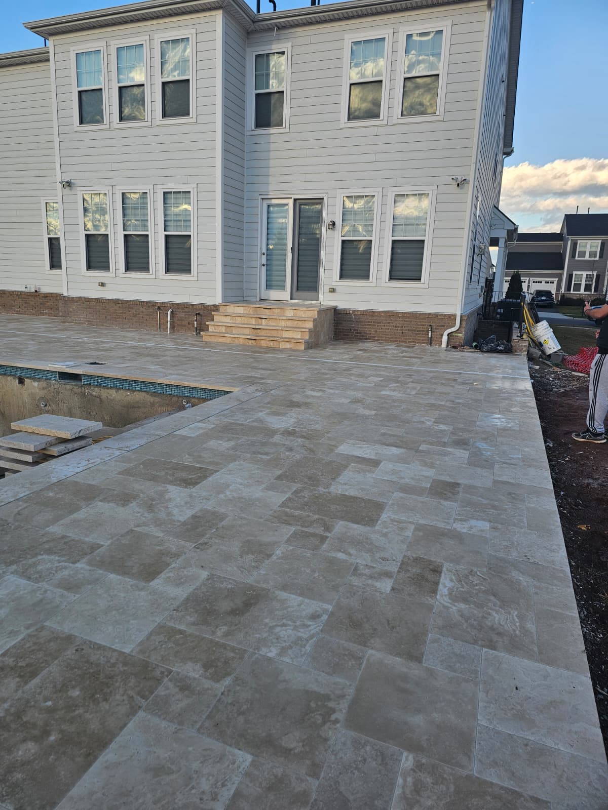 Pool travertine view 1